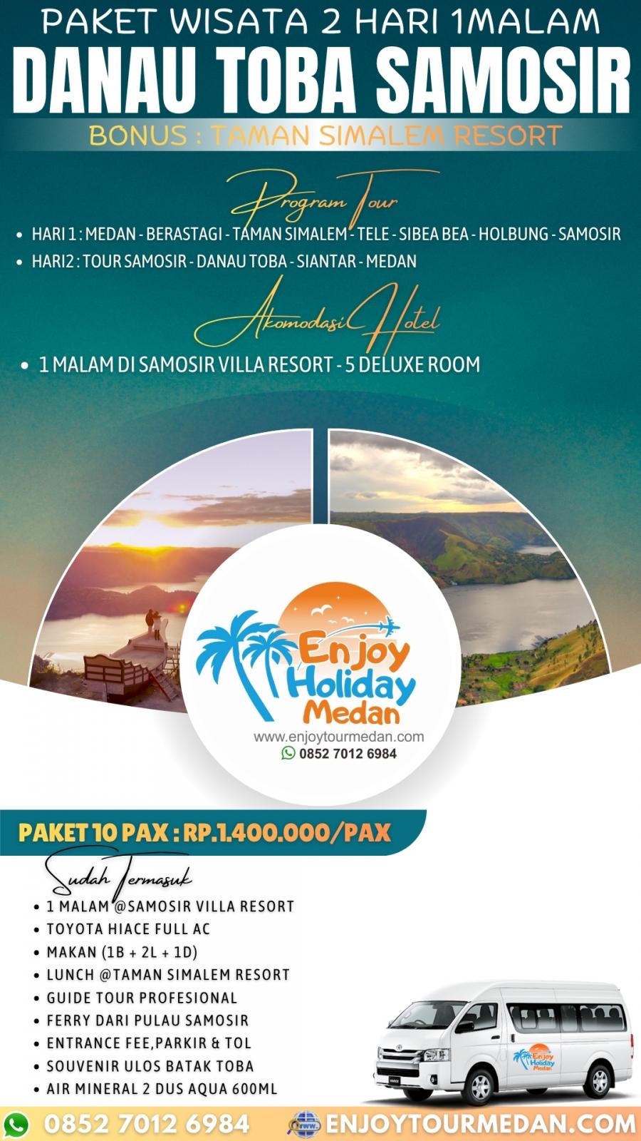 2H1M Paket Tour Medan Berastagi Parapat