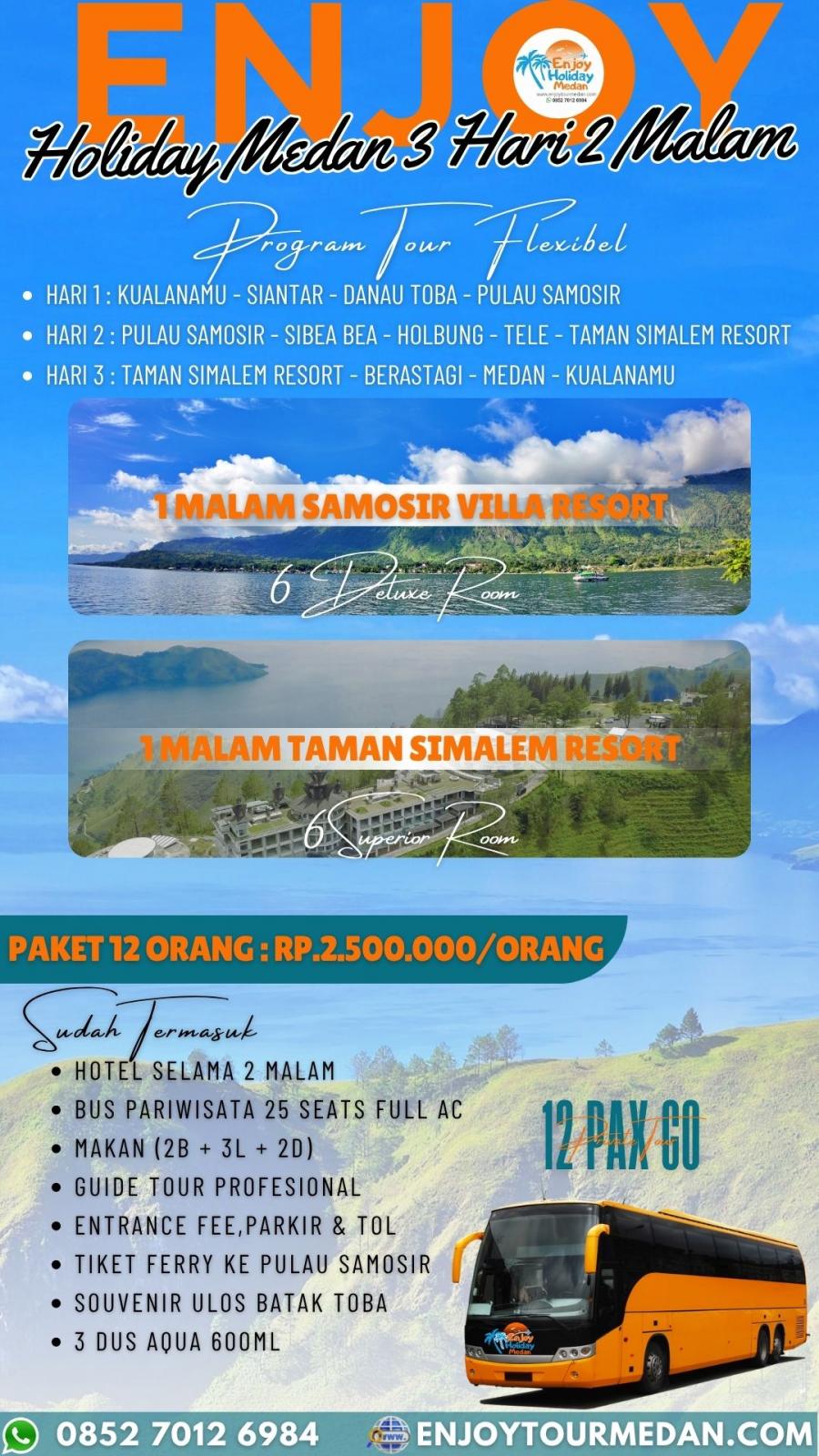 3D2N Lake Toba Tour + Taman Simalem Resort