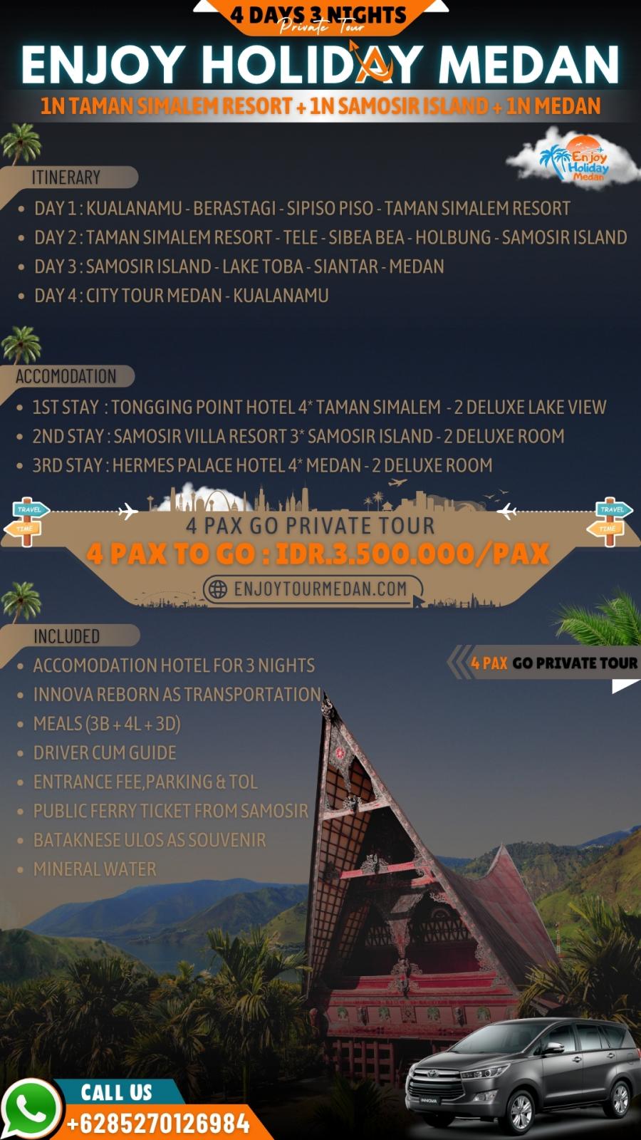 4 Days 3 Nights Medan & Tangkahan Tour Package