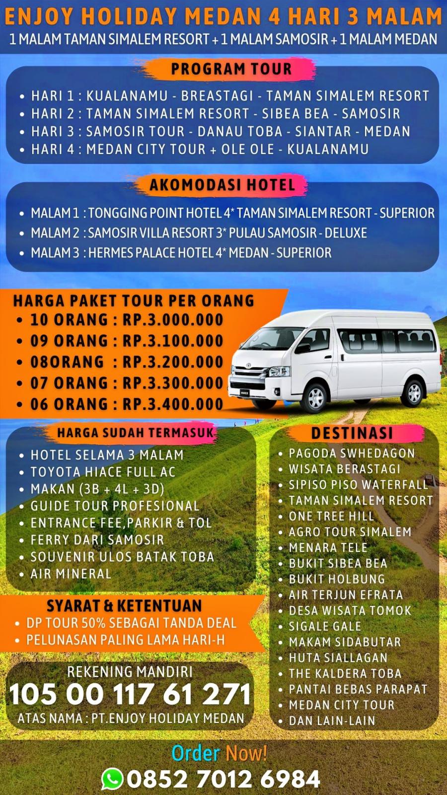 4D3N Medan Travel Package From Kuala Lumpu Itenerary
