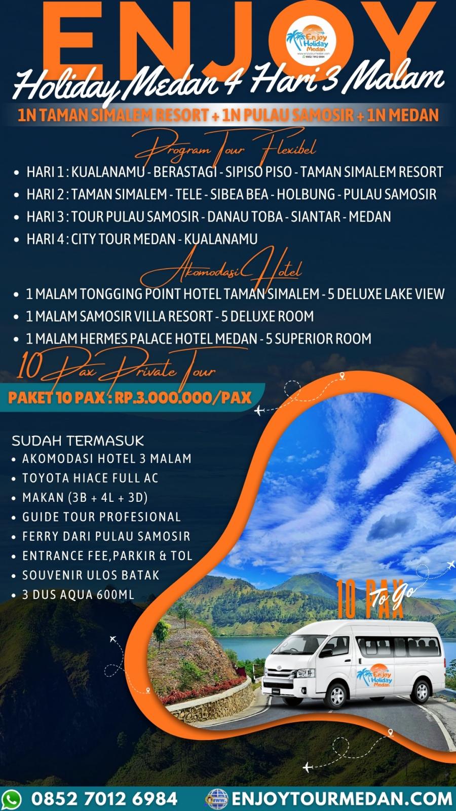 4H3M Paket Wisata Medan Berastagi Danau Toba