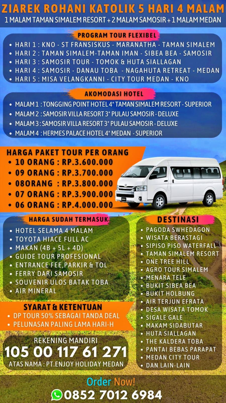5D4N Kualanamu Airport - Berastagi Highland - Lake Toba Tour