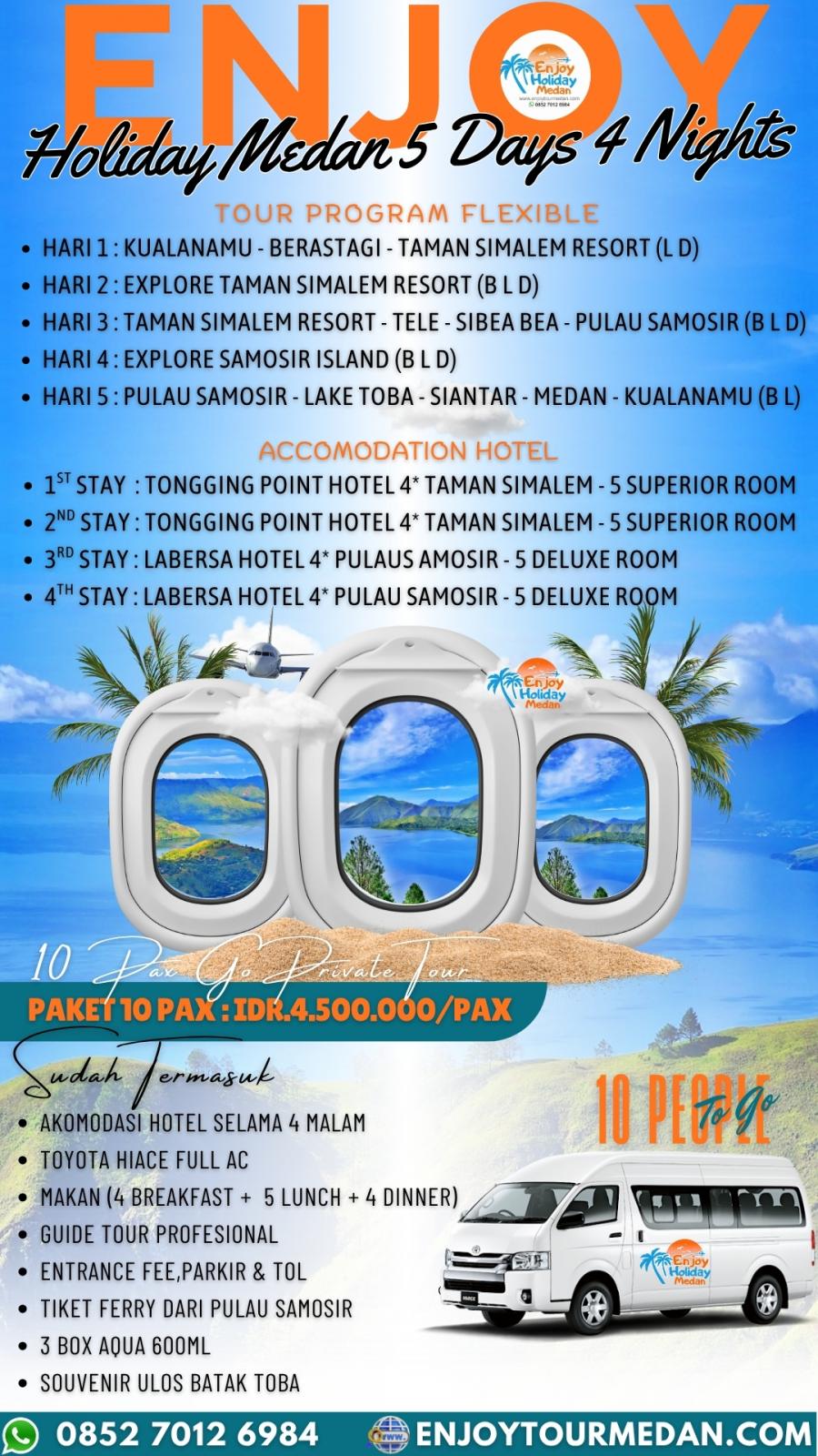 5D4N Medan Lake Toba Tour From Singapore Itenerary