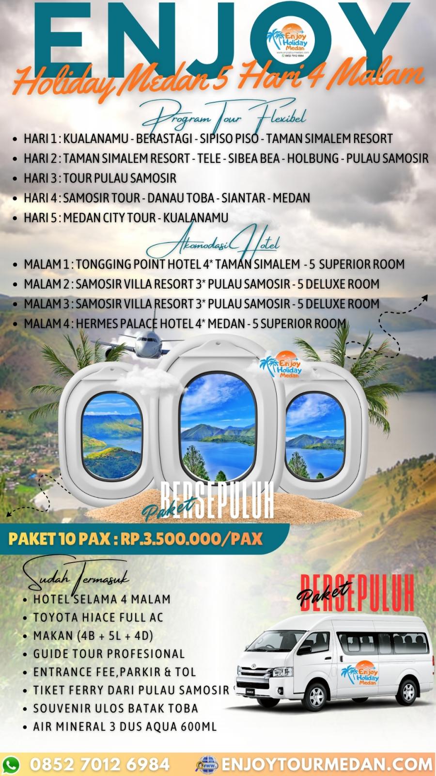 5H4M Paket Wisata Danau Toba Dari Bandara Kualanamu