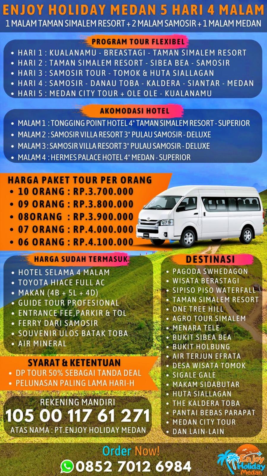 Paket Tour Medan-Berastagi-Parapat 5 Hari 4 Malam